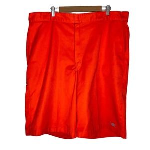 Dickies 44 Mens Orange Medium Wash Regular Fit Flat Front Chino Shorts